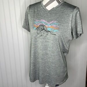 Patagonia Gray Short Sleeve Tee with Multicolor Design